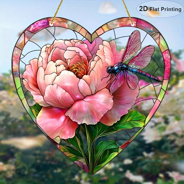 CIFbuy美丽花朵与蜻蜓光捕手花园装饰亚克力窗户挂件节日礼物（TikTok、temu下自提）-9