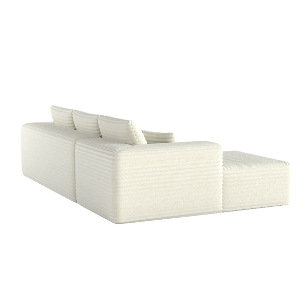 模块化宽条纹灯芯绒组合沙发｜全海绵深座二人位沙发 + 左侧贵妃躺椅｜现代客厅休闲沙发-2