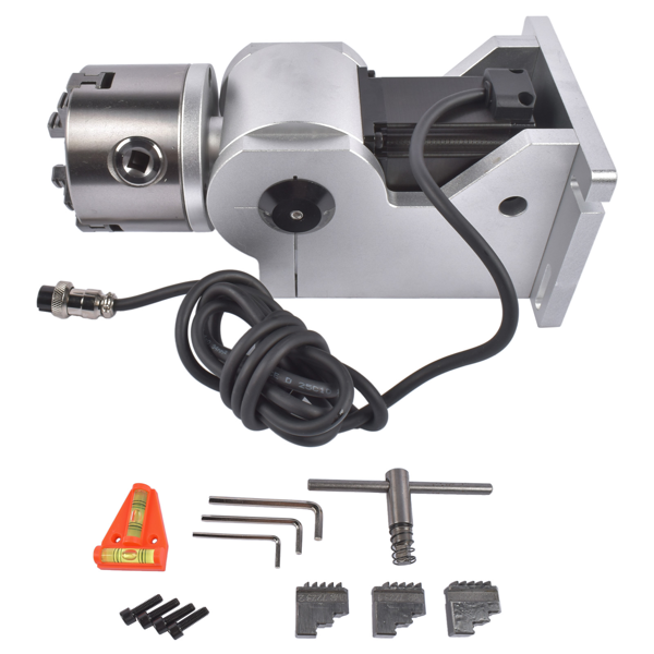 旋转轴 80mm 3 Jaw Rotary Axis Attachment 2-Phase Stepper Motor Fits for Fiber Laser Engraver Marker 24V-2