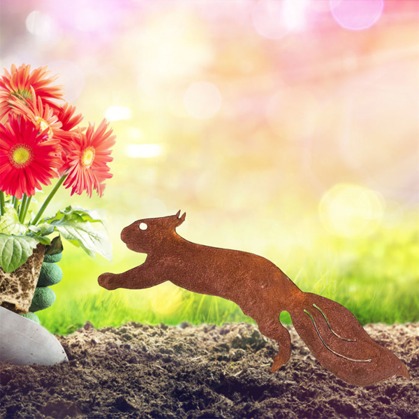 中文标题：CIFbuy复古树桩边桌 手工铁艺镂空松鼠设计 适用于客厅露台卧室(TikTok、temu下自提)-3