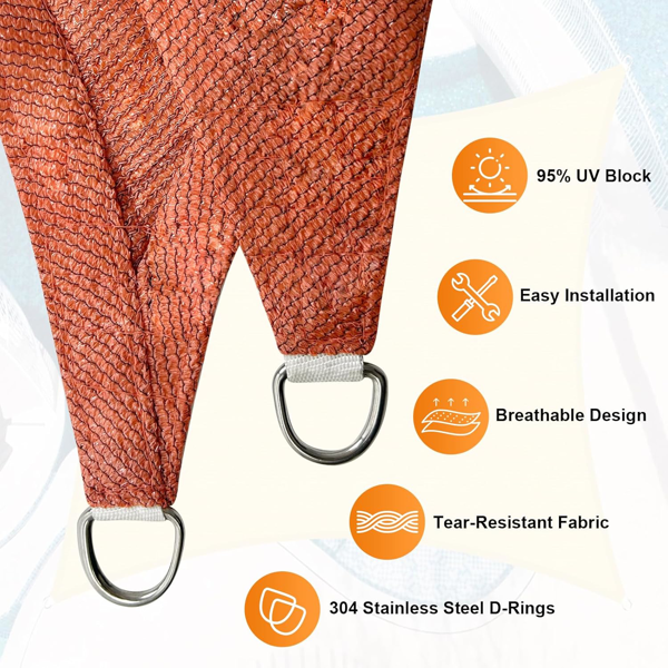 12'X12'X12' 砖红色HDPE遮阳帆-8