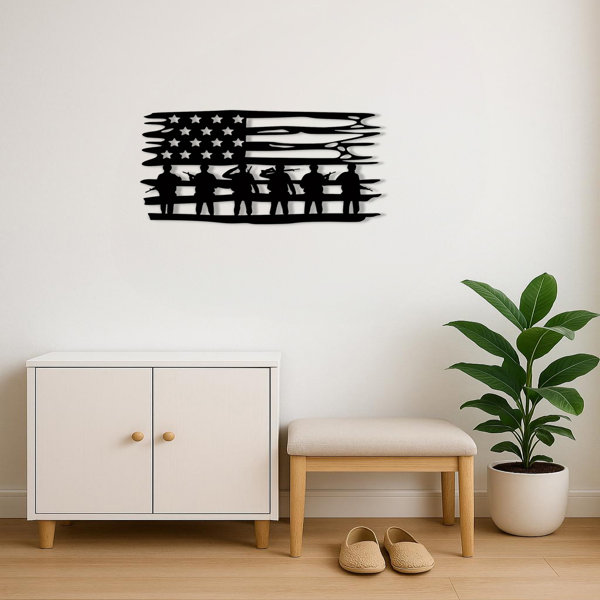 CIFbuy复古美国国旗壁饰 金属星星条纹室内外装饰墙画(TikTok、temu下自提)-5