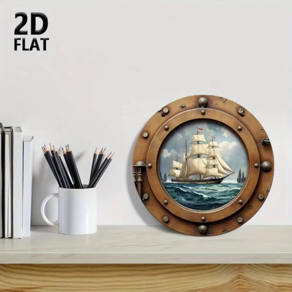 CIFbuy复古航海帆船木牌 海景装饰挂件（TikTok、temu下自提）-4