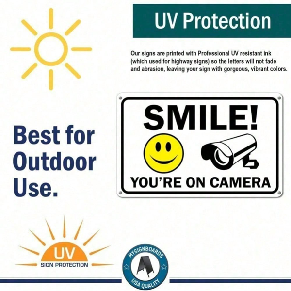 CIFbuy室内室外金属型监控警告标志，防雨耐用（支持TikTok、temu自提服务）-7