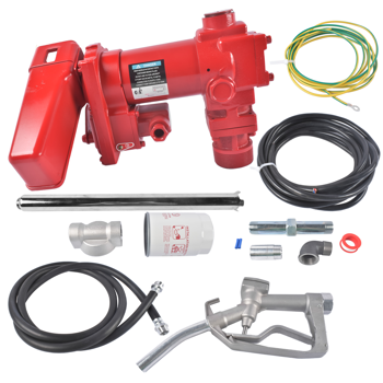 抽油泵 20 GPM High Flow Fuel Transfer Pump 12V DC with Manual Nozzle for Gas Diesel Red