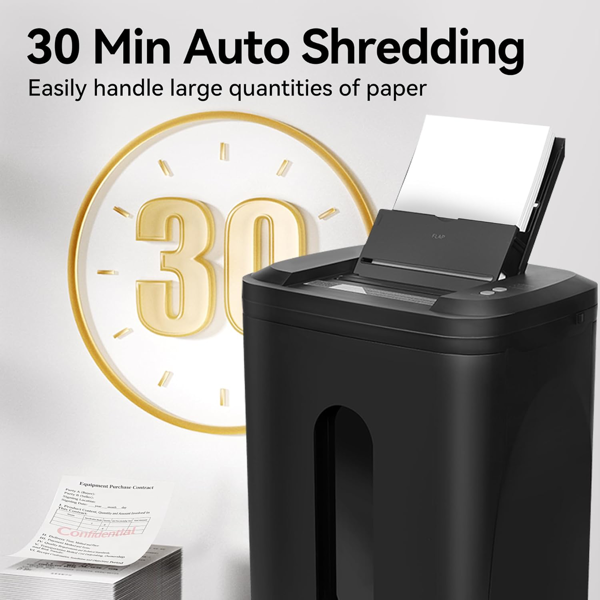 250页重型碎纸机，自动进纸，P-5安全等级，60分钟不间断商用碎纸机，适用于办公室与家庭，微粒切割，8.72加仑碎纸箱，<60分贝静音，自动防卡纸-2