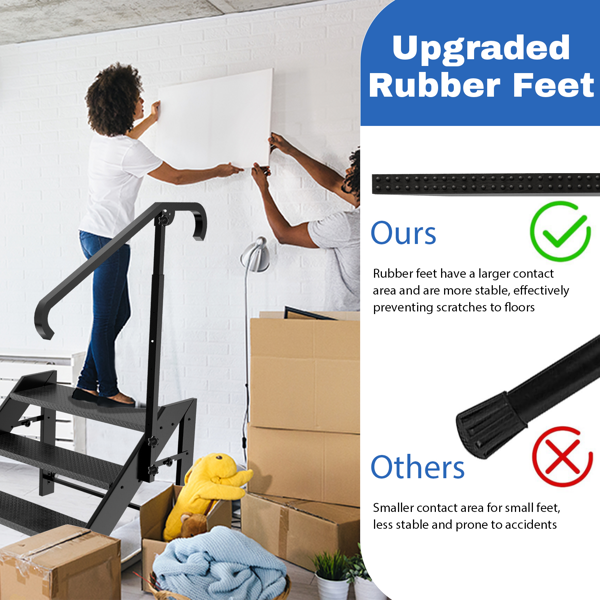 可折叠阶梯凳，3 级折叠阶梯，带高度可调扶手和防滑脚垫的房车阶梯，适用于家庭、旅行拖车、露营车、移动房屋、水疗中心和门廊的热水浴缸阶梯（TEMU仅可自提）-7