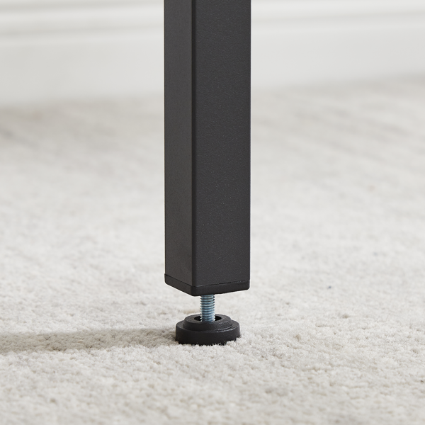 吧台桌椅套装，包含一张吧台桌和两把吧台椅，吧台椅采用PU软座面，带靠背，灰色，尺寸：长43.31英寸 x 宽15.75英寸 x 高35.43英寸。-7