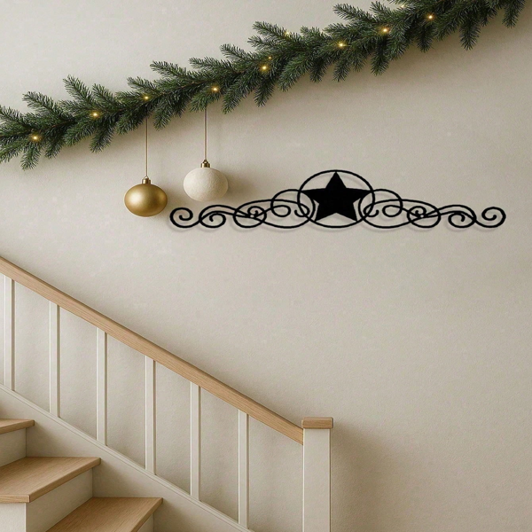 CIFbuy复古黑色金属墙壁星星挂饰乡村农场西部万圣圣诞节日派对装饰(TikTok、temu下自提)-10