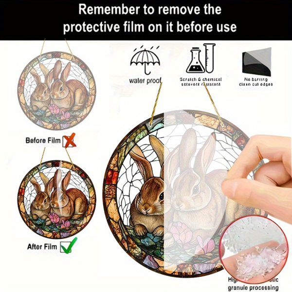 CIFbuy亚克力彩色花卉兔子窗饰 室外花园庭院装饰(TikTok、temu下自提)-3