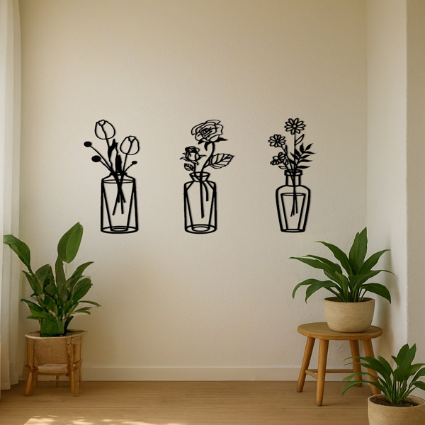 CIFbuy复古金属花朵墙面装饰三件套 乡村铁艺花卉壁挂雕塑 客厅卧室厨房装饰 (TikTok、temu下自提)-6