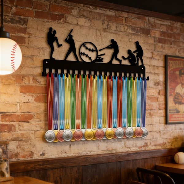 CIFbuy棒球勋章悬挂展示架20挂钩金属墙面奖牌收纳黑色节日礼物(TikTok、temu下自提)-7