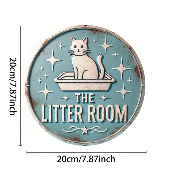 CIFbuy复古猫圆形金属牌手工雕刻花园装饰牌子(TikTok、temu下自提)-2