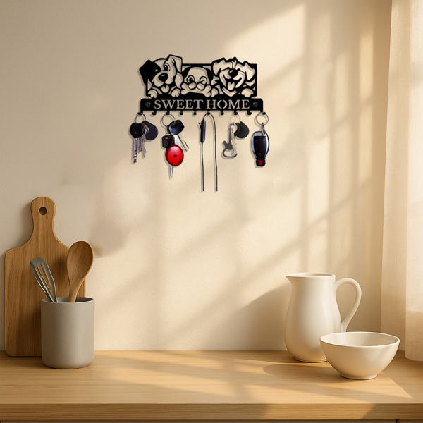 CIFbuy哥特风墙面挂钩套装 复古工业风格壁挂收纳架 厨房浴室玄关卧室多用挂衣钩(TikTok、temu下自提)-3