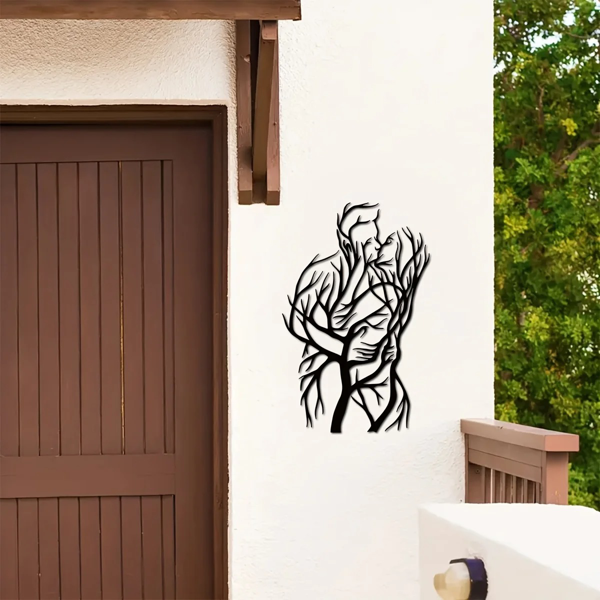 CIFbuy复古爱情树抽象双人雕塑金属墙饰浪漫婚礼纪念日礼物（TikTok、temu下自提）-9