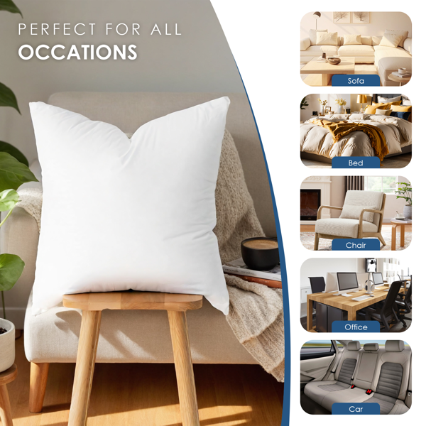 规格精准，用途广泛。两只装18x18英寸白色抱枕，采用高回弹聚酯纤维，提供持久蓬松感。无论置于沙发作为腰靠，还是放在床上作为装饰靠枕，都能出色完成任务。不带枕套，简化您的选择。-6