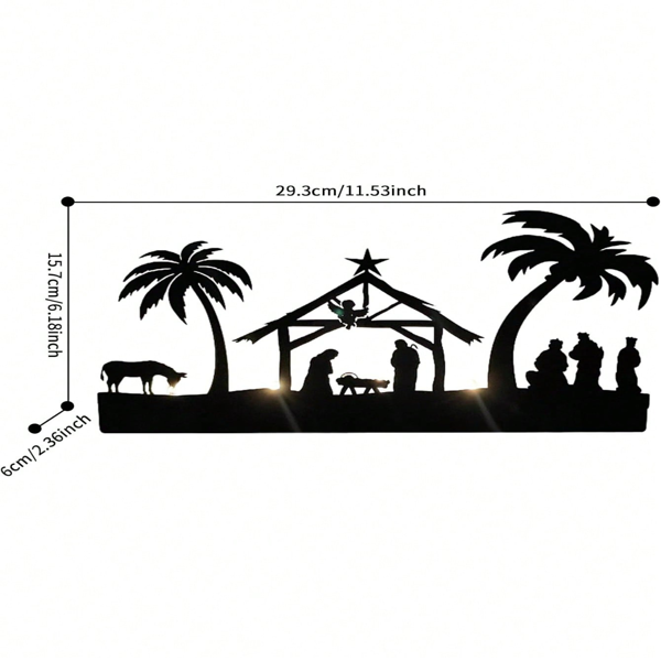 CIFbuy复古乡村耶稣诞生场景铁制烛台套装 圣诞餐桌中心装饰(TikTok、temu下自提)-4