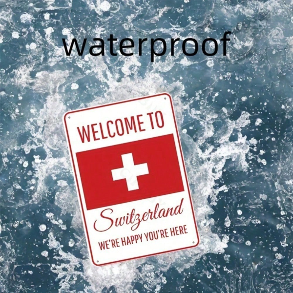 CIFbuy瑞士国旗金属墙饰 厨房酒吧咖啡馆车库装饰铝制防水标志牌（TikTok、temu下自提）-4