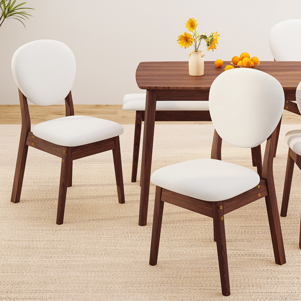 1桌2椅1凳 拆装 橡胶木+软包 深胡桃色 餐桌椅套装 米色坐垫 长方形-10