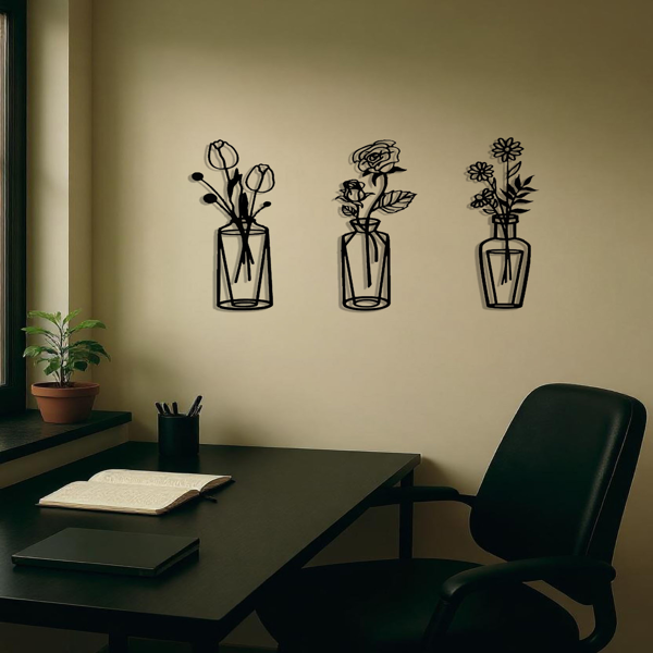 CIFbuy复古金属花朵墙面装饰三件套 乡村铁艺花卉壁挂雕塑 客厅卧室厨房装饰 (TikTok、temu下自提)-5