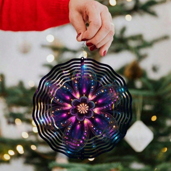 CIFbuy太阳能10英寸曼陀罗风铃带LED灯旋转挂钩户外花园庭院装饰（TikTok、temu下自提）