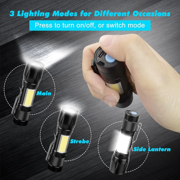 2 套可充电式小型LED手电筒野营手电筒工作灯-12