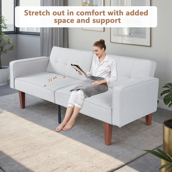 现代棉型织物沙发｜簇绒可调节靠背休闲沙发｜木脚+金属支撑脚客厅沙发-7