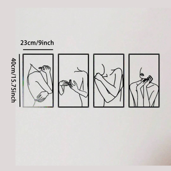 CIFbuy 简约线条人脸金属墙饰四件套 现代波西米亚家居装饰（TikTok、temu下自提）