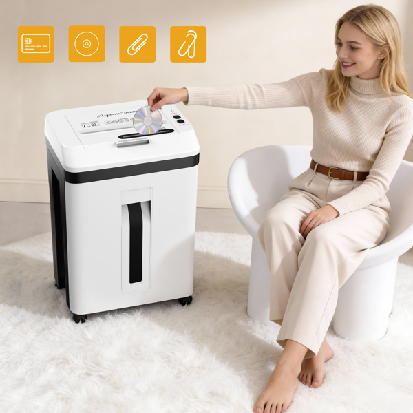 150页重型碎纸机，微粒切割，支持CD/卡片，P5安全等级，60分钟不间断商用碎纸，适用于家庭办公室，5.3加仑碎纸箱，<60分贝静音，自动防卡纸-6