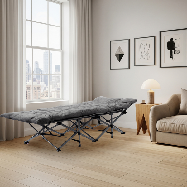 75*28*15in 灰色 户外行军床 10脚铁管 牛津布 折叠翘头 带软垫 150kg-19