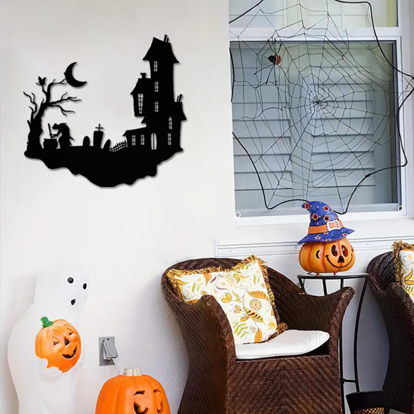 CIFbuy哥特骷髅铁壁饰复古室内外万圣节装饰品(TikTok、temu下自提)-4