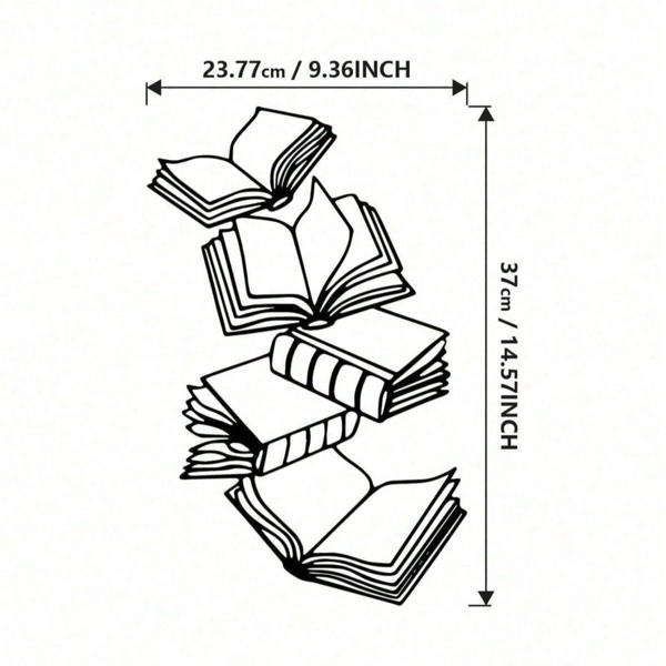 CIFbuy 复古堆叠书籍金属墙面装饰 客厅书房工业风雕塑 圣诞万圣礼物 (TikTok、temu下自提)-3