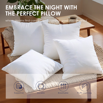 用这套22英寸白色抱枕芯轻松焕新家居氛围。饱满的造型能立即提升沙发和床铺的视觉效果，同时增加实用舒适度。不带枕套的设计让您可以根据季节或心情自由变换风格，打造个性化生活空间。