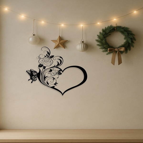 CIFbuy复古玫瑰蝴蝶心形铁艺墙饰 客厅卧室装饰品（TikTok、temu下自提）-6