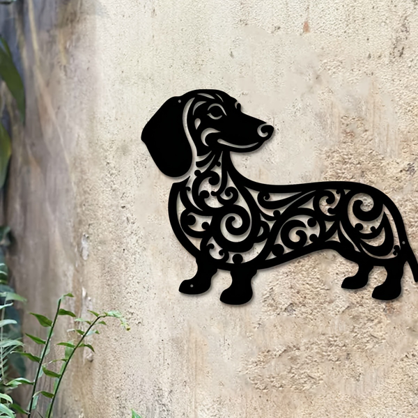 CIFbuy 活力长犬剪影铁制墙壁艺术 室内外庭院阳台现代装饰雕塑 (TikTok、temu下自提)-5