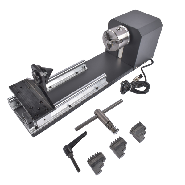 旋转轴 Rotary Axis with 3-Jaw Chuck for 50W 60W 80W 100W 130W CO2 Engraver 4.2A 1.68V 1:2 2-Phase for DM542 and DM556 Wood and More-6