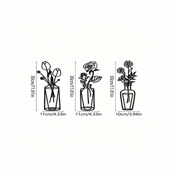 CIFbuy复古金属花朵墙面装饰三件套 乡村铁艺花卉壁挂雕塑 客厅卧室厨房装饰 (TikTok、temu下自提)-7