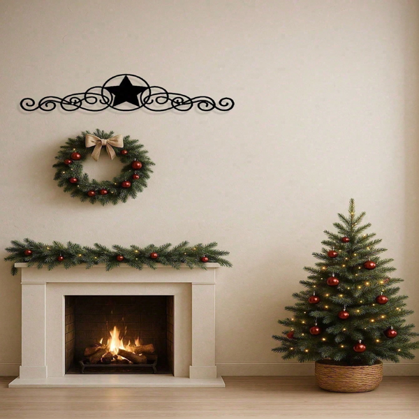 CIFbuy复古黑色金属墙壁星星挂饰乡村农场西部万圣圣诞节日派对装饰(TikTok、temu下自提)-8