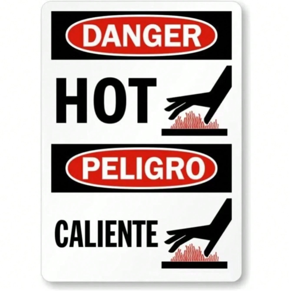 CIFbuy高温热烫危险警示标志双语标牌8x12英寸防风雨金属板(TikTok、temu下自提)-2