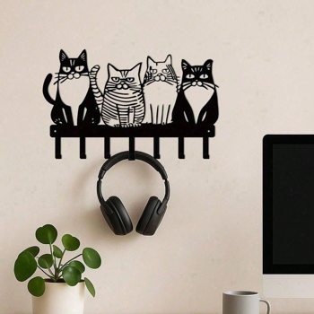 CIFbuy复古猫咪金属挂钩 玄关钥匙毛巾架 萌宠农场家居装饰 (TikTok、temu下自提)