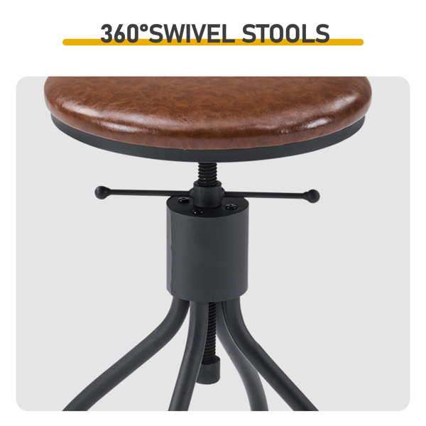 1桌4椅 棕色 213*40*94cm 吧桌椅套装 椅子带转盘  3cm假厚+铁+PU 桌面截断-6