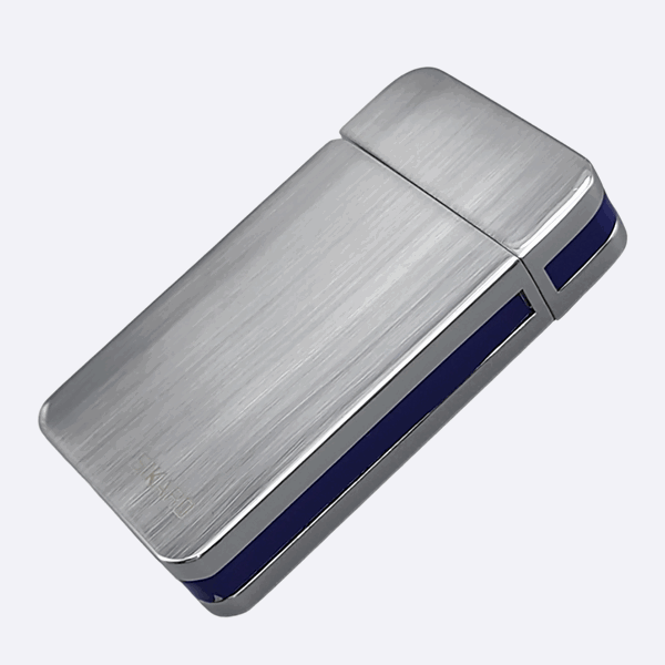 SIKARO®星空* 银面蓝色边条日本设计时尚强力防风打火机雪茄香烟厨房户外可重复充气可调节火焰高度便携式-1