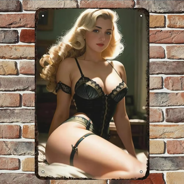 CIFbuy复古风女郎装饰铝板挂画 家居装饰艺术墙贴（TikTok、temu下自提）-1