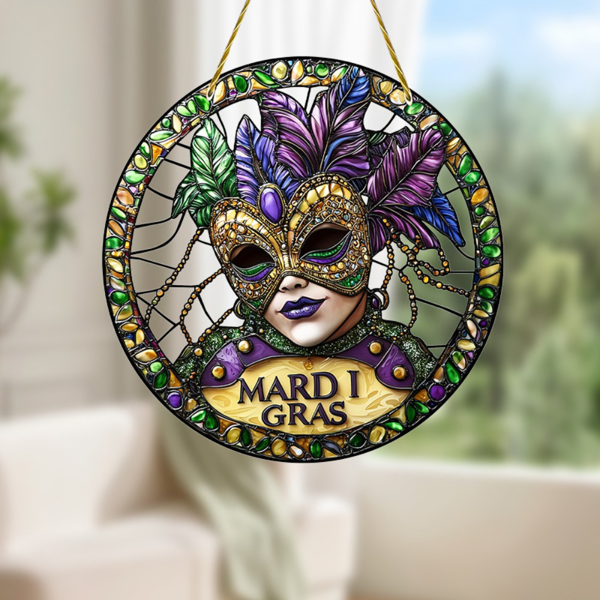 CIFbuy光感亚克力马蒂格拉斯面具窗饰 室内花园庭院派对装饰收藏品(TikTok、temu下自提)-6