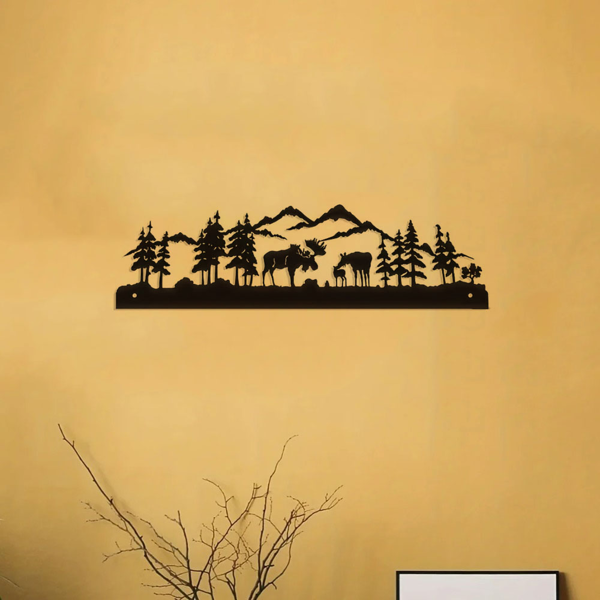 CIFbuy森林麋鹿金属墙面装饰客厅壁饰节日礼物(TikTok、temu下自提)-4