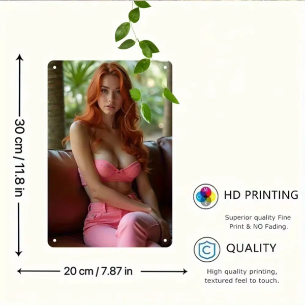 CIFbuy复古优雅红发女士粉色金属墙面装饰艺术 TikTok、temu下自提-6