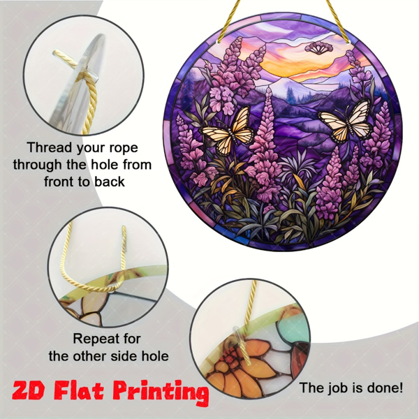 CIFbuy 7.9英寸薰衣草蝴蝶墙饰窗饰 彩色玻璃效果家居花园装饰（TikTok、temu下自提）-6