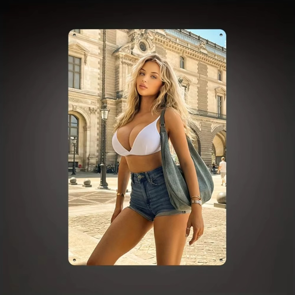 CIFbuy 耐用铝制8x12英寸经典金发模型壁画 酒吧车库咖啡馆装饰 TikTok、temu下自提-3