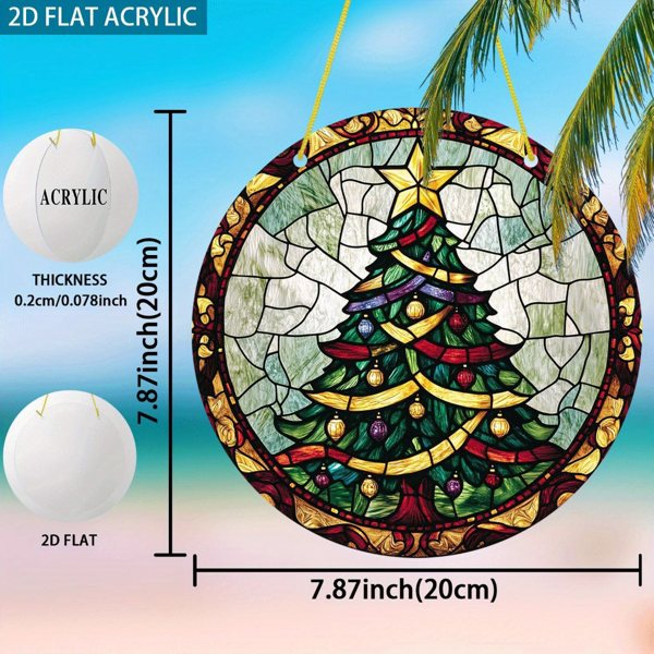 CIFbuy波西米亚圣诞树彩带星星圆形丙烯酸太阳捕捉器窗户装饰节日派对挂件（TikTok、temu下自提）-2