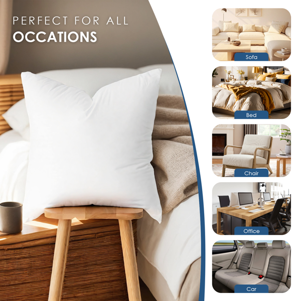 22英寸方形抱枕芯套装，兼具美观与实用性。饱满的造型能完美展现枕套的设计感，同时提供舒适的支撑功能。白色基础款易于搭配，适合放置在沙发、床铺或休闲椅等多种场景。-4